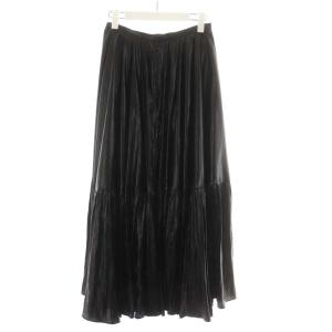 STUNNING LURE 21SS レザーサテンティアードスカート フレアスカート マキシ ロング 1 S 黒 ブラック 21S117-004