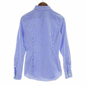 POLO RALPH LAUREN CUSTOM FIT シャツ カジュアルシャツ 長袖 ストライプ 刺繍 4 S 青 ブルー 白 ホワイト