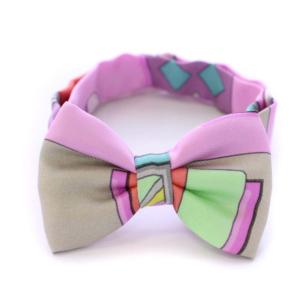 HERMES ヌーパピヨン ボウタイ 蝶ネクタイ シルク 総柄 フランス製 ピンク