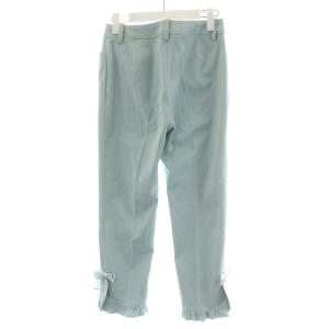 M'S GRACY パンツ 裾フリル リボン 麻混 リネン混 36 S 水色 ライトブルー