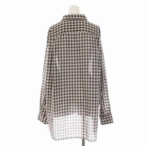 Spick&Span 23AW ギンガムチェックビッグシャツ ブラウス オーバーオール 長袖 茶 ブラウン 白 ホワイト