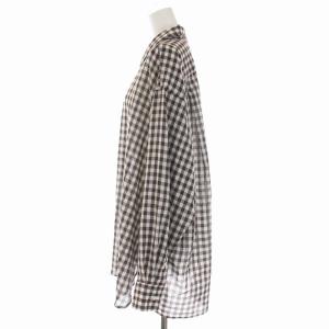 Spick&Span 23AW ギンガムチェックビッグシャツ ブラウス オーバーオール 長袖 茶 ブラウン 白 ホワイト