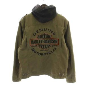 HARLEY DAVIDSON M-65 ミリタリージャケット ブルゾン パーカー ジャケット ノースリーブ レイヤード スタンドカラー ジップアップ ロゴ刺繍