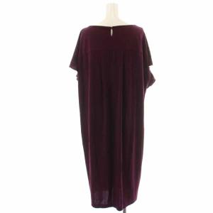 Leilian ワンピース ひざ丈 フレンチスリーブ 13+ XL ボルドー
