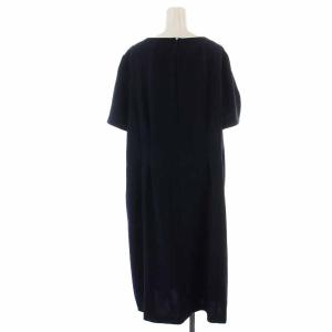 Leilian ロングワンピース 半袖 大きいサイズ 17+ XXXL 紺 ネイビー