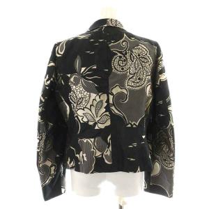 ARMANI COLLEZIONI テーラードジャケット ダブル 総裏地 総柄 ジャガード 46 XL 黒 ブラック ベージュ