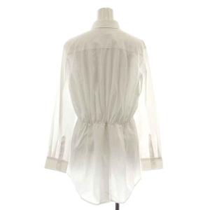 EMPORIO ARMANI シャツ 長袖 ロゴ刺繍 ギャザー 40 L 白 ホワイト