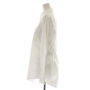 EMPORIO ARMANI シャツ 長袖 ロゴ刺繍 ギャザー 40 L 白 ホワイト