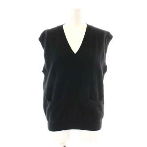 ベスト ジレ ニット プルオーバー Vネック ウール カシミヤ混 2 M 黒 ブラック