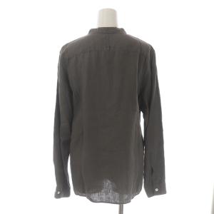 MARGARET HOWELL 20SS バンドカラーシャツ ブラウス 長袖 プルオーバー 麻 リネン 3 L チャコールグレー