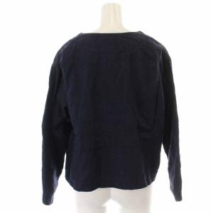 Nigel Cabourn ノーカラージャケット リネン 麻 6 S 紺 ネイビー