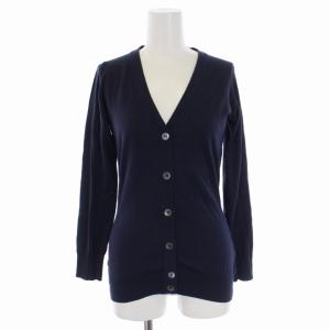 ニット カーディガン 長袖 Vネック S 紺 ネイビー