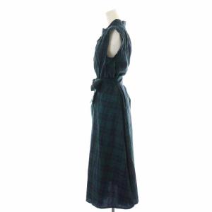 Nigel Cabourn ワンピース ロング マキシ チェック リボン ノースリーブ 緑 グリーン