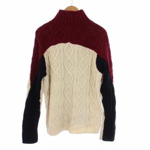 FACETASM HIGH NECK ARAN SWEATER ハイネック アランセーター ニット 長袖 5 L 黒 白 赤 PIPPA-KN-U04
