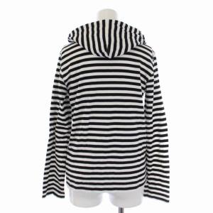 BLACK COMME des GARCONS AD2010 パーカー ジャケット ジップアップ ボーダー柄 L 白 ホワイト 黒 ブラック 1G-T002