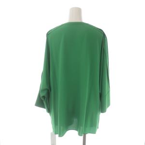 ADORE 21AW ライトジョーゼットドルマンスリーブブラウス シャツ バンドカラー 長袖 プリーツ 38 M 緑 グリーン 5312110223