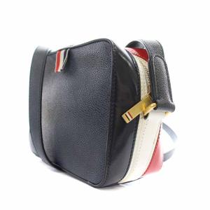 THOM BROWNE RWB STRIPE MINI-BUSINESS CROSSBODY BAG レザー ネイビー