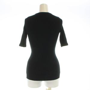 AURALEE GIZA HIGH GAUGE RIB KNIT TEE リブニット カットソー 五分袖 0 XS 黒 ブラック A00T02HR