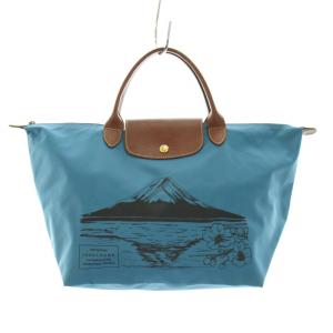 Longchamp ルプリアージュ トートバッグ ハンドバッグ ナイロン 富士山 プリント 青 ブルー 黒 ブラック 茶 ブラウン