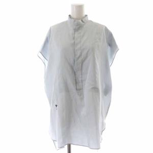 011B13A6014 ブラウス シルク BEE刺繍 アシンメトリー 半袖 ライトブルー