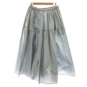 22年製 Cardinal フレアスカート ロング シルク 40 M ライトブルー 42135