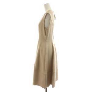 FOXEY Dress V Baron ワンピース ミモレ ロング ノースリーブ ウール 40 ベージュ 