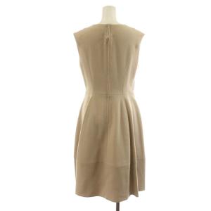 FOXEY Dress V Baron ワンピース ミモレ ロング ノースリーブ ウール 40 ベージュ 