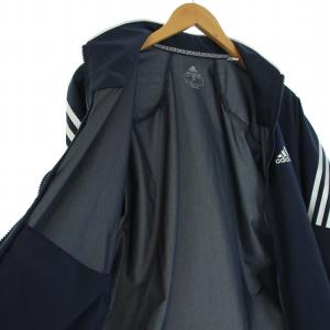adidas 21年製 ゴルフウェア WIND.RDY ジャケット ブルゾン ジップアップ ライン M 紺 ネイビー GT3437