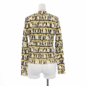 PRADA ニットカーディガン 長袖 Vネック クロップド丈 総柄 ウール 38 S ベージュ