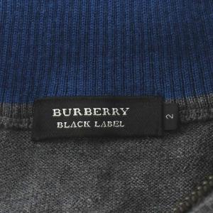 BURBERRY BLACK LABEL ニット セーター 長袖 ハーフジップ ハイネック ウール 2 M グレー