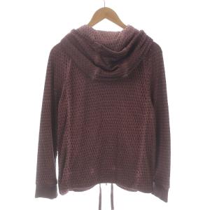 EMPORIO ARMANI パーカー ジャケット ジップアップ フード USED加工 メッシュ S ボルドー