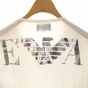EMPORIO ARMANI Tシャツ カットソー バックプリント クルーネック 半袖 L 白 ホワイト シルバー