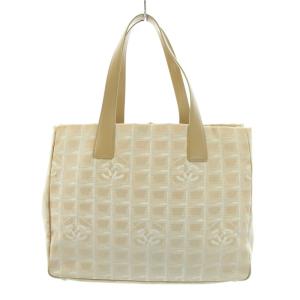 CHANEL A15991 ニュートラベルライン トートバッグMM ココマーク キャンバス レザー ベージュ