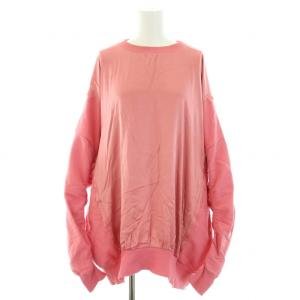 ブレイブ brave スウェット トレーナー クルーネック 長袖 オーバーサイズ シルク切替 絹 シルク XS ピンク