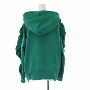 DIESEL プルオーバーパーカー スウェット 長袖 ギャザー 切替 XS 緑 グリーン