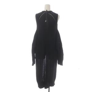 DIESEL ニットカーディガン ロング 長袖 ショルダーカット 透かし編み XS 黒 ブラック