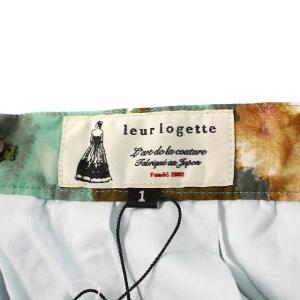 leur logette スカート フレア ミモレ ロング タック 花柄 プリント 1 S 緑 グリーン 茶 ブラウン