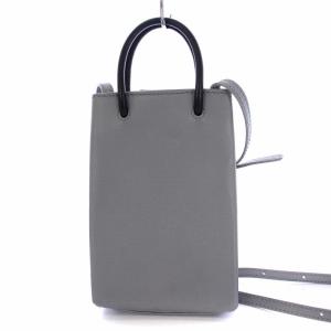 BALENCIAGA ショッピング フォンホルダー ハンドバッグ ショルダーバッグ 2WAY レザー グレー