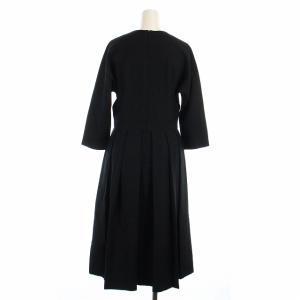 MARGARET HOWELL ワンピース プリーツ フレア ロング マキシ 長袖 ウール 2 M 黒 ブラック