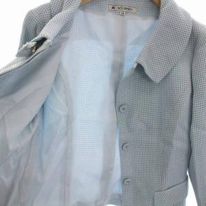 M'S GRACY スーツ セットアップ 上下 ジャケット 七分袖 花ボタン ひざ丈 スカート 38 M 水色 ライトブルー