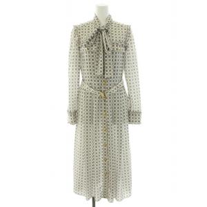 23SS キカチェックプリントドレス ボウタイ ベルト S キナリ