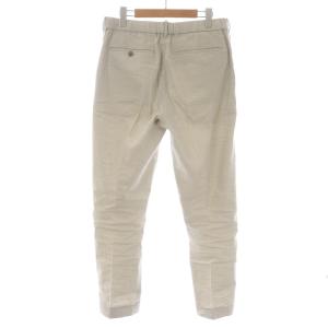 Paul Stuart コットンリネンストレッチイージーパンツ テーパード センタープレス タック 麻混 48 M ベージュ