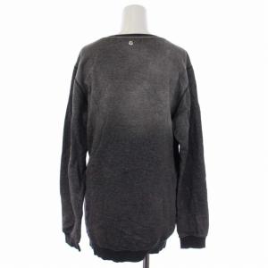 DIESEL スウェット トレーナー プルオーバー 長袖 スリットネック プリント スパンコール XS グレー