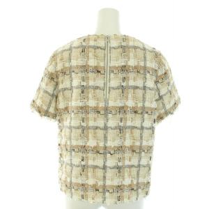 Grace Class 19SS ジュールトゥルエ Jules TOURNIER チェックツイードフリンジトップ カットソー 半袖 チェック柄 ウール混