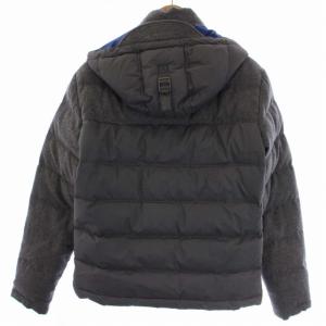 HETREGO ダウンジャケット ジップアップ フード ロゴプレート ウール 46 M グレー 8A501