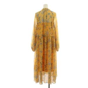 GRACE CONTINENTAL ワンピース マキシ ロング 花柄 長袖 36 S オレンジ