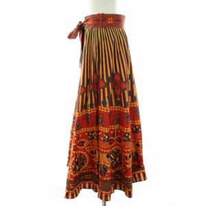 GRACE CONTINENTAL スカート フレア ロング マキシ丈 ストライプ 花柄 スパンコール リボン 2way 38 M 赤 レッド