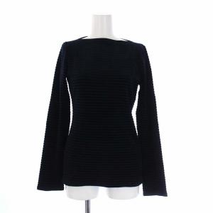 ベロア カットソー 長袖 ボートネック 42 M 紺 ネイビー