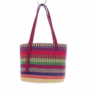 LOEWE スクエア バスケットバッグ ボーダー マルチカラー