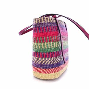 LOEWE スクエア バスケットバッグ ボーダー マルチカラー